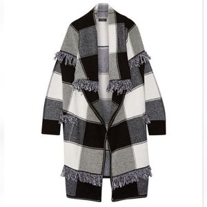 Burberry Buffalo Check Fringe Wool Cashmere Knit Jacket M